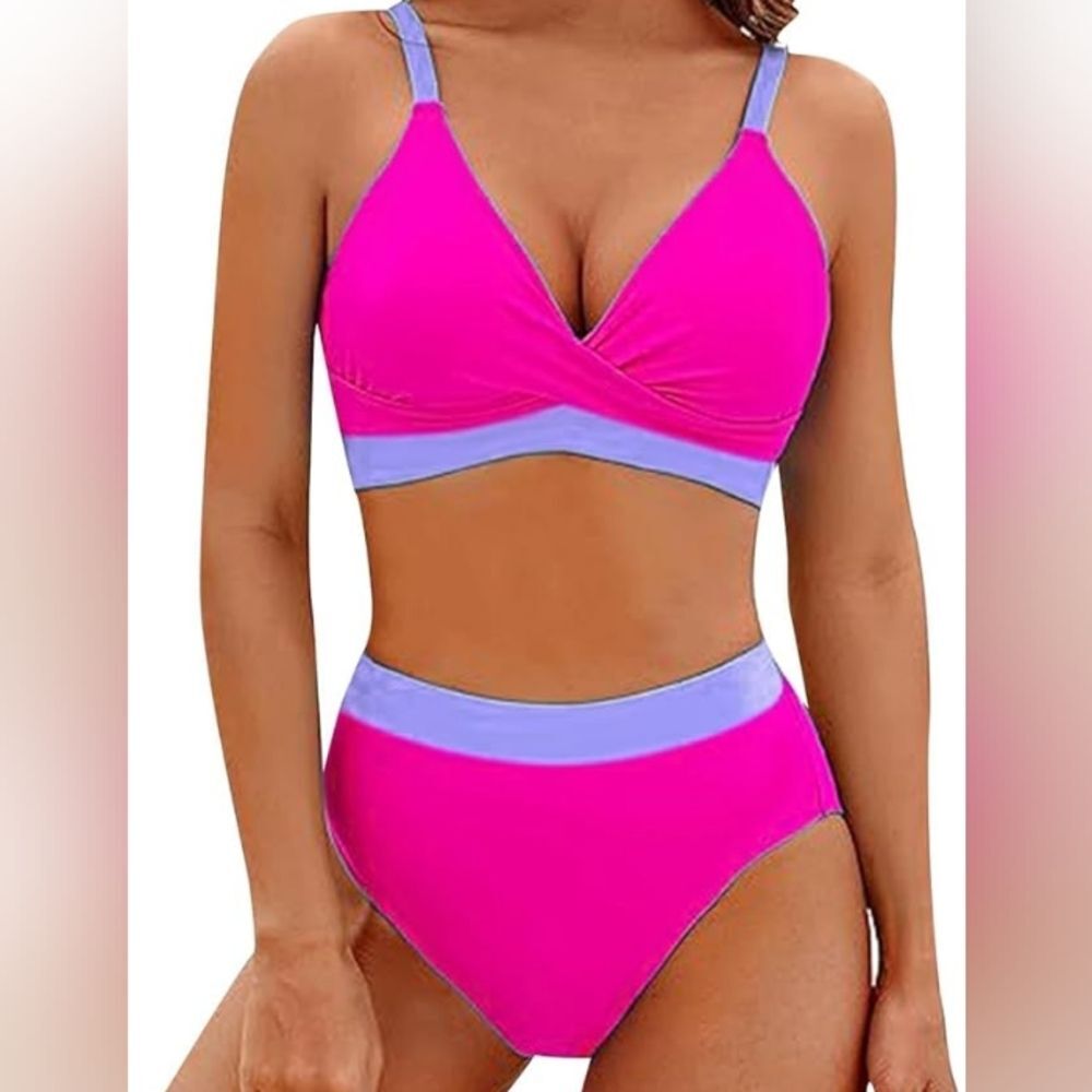 Blooming Jelly Hot Pink and Light Purple Twist Front Bikini Size Medium